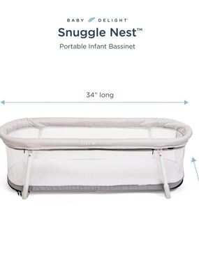 Baby Delight Snuggle Nest Portable Infant Bassinet - Light Gray w/ 2 pad covers